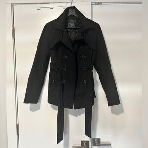 Women's Black Double-Breasted Coat